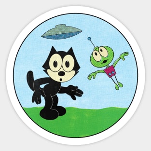 Felix the Cat and Flying Martian Sticker